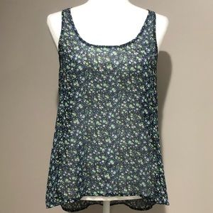 Bongo Floral Semi Sheer Racer Back Tank